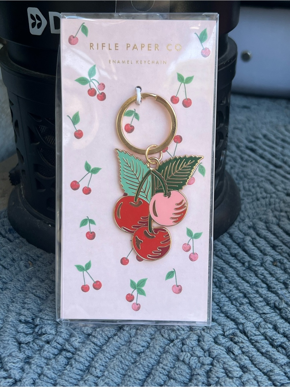 Rifle Paper Co. Cherry Enamel Keychain β Red, Pink & Green